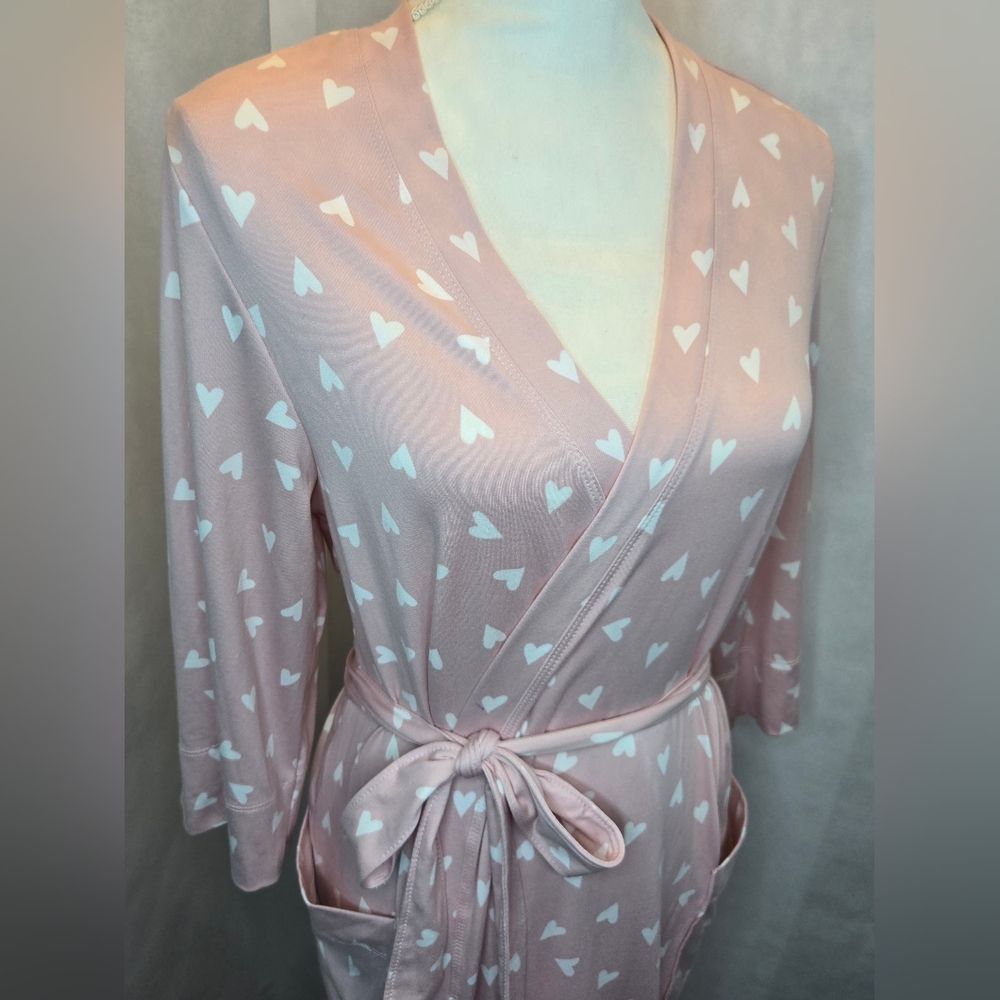 Star & Skye By: Pj Salvage Pink Heart Print Women's Robe - Picture 3 of 12